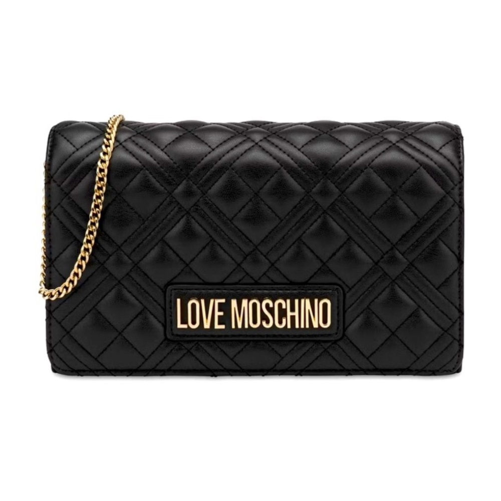 🎂 $315 retail Love Moschino Quilted Clutch + Gold Chain #2